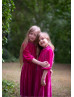 Raspberry Velvet Knee Length Simple Flower Girl Dress